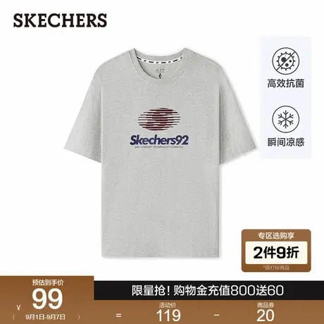 Skechers斯凯奇2025新款夏季男女同款针织舒适百搭休闲短袖T恤衫商品大图