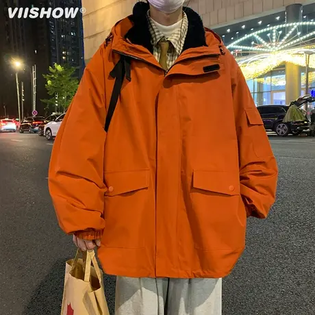 VIISHOW三合一冲加绒加厚锋衣男秋冬季防羊羔绒棉衣潮牌夹克外套图片