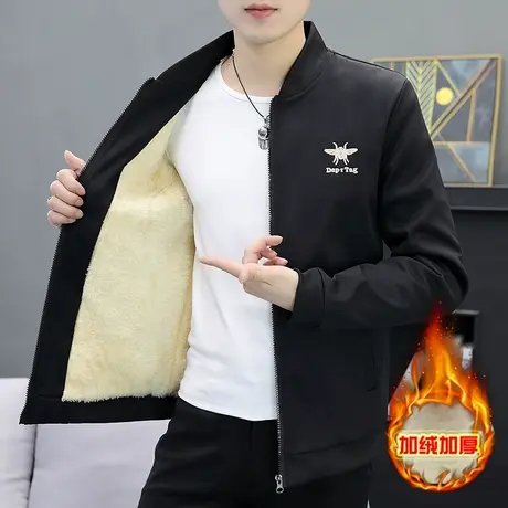秋冬季男士外套潮流秋装保暖棉衣上衣服韩版休闲加绒加厚棉袄夹克商品大图