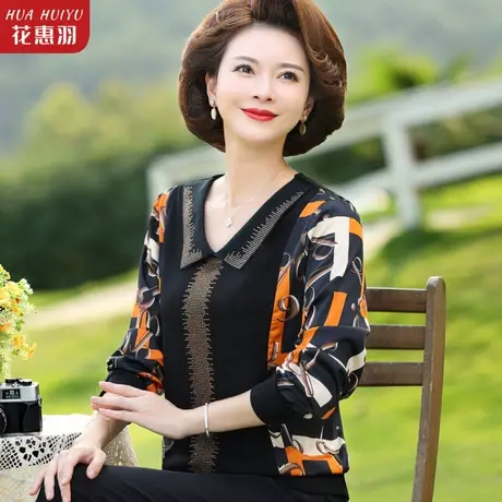 妈妈秋装时尚减龄衬衫小衫套装40岁女人穿搭装春秋洋气上衣两件套商品大图