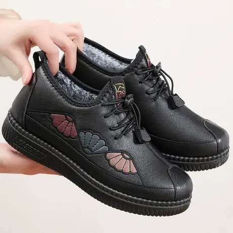 老人棉鞋女款老北京布鞋女冬季加绒保暖妈妈鞋软底防水老年奶奶鞋商品大图