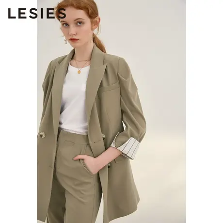 LESIES蓝色倾情春秋款洋气七分袖修身气质淑女职业小西装外套图片