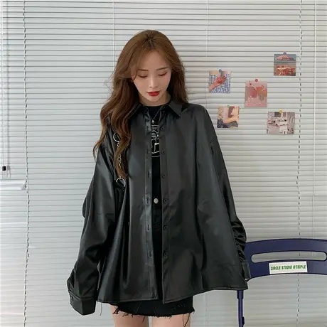 秋季2023新款皮衣外套女韩版百搭宽松长袖黑色机车服网红夹克上衣图片