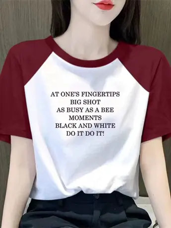 仿棉短袖t恤女2023新款夏季美式复古小众设计感撞色洋气减龄上衣图片