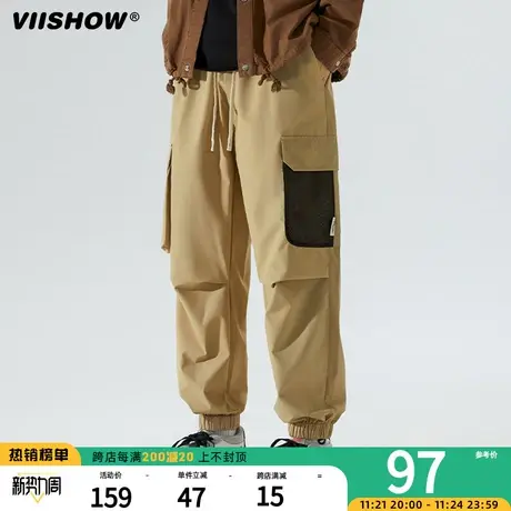 VIISHOW休闲长裤男士秋季宽松束脚潮牌工装裤子户外运动美式卫裤商品大图
