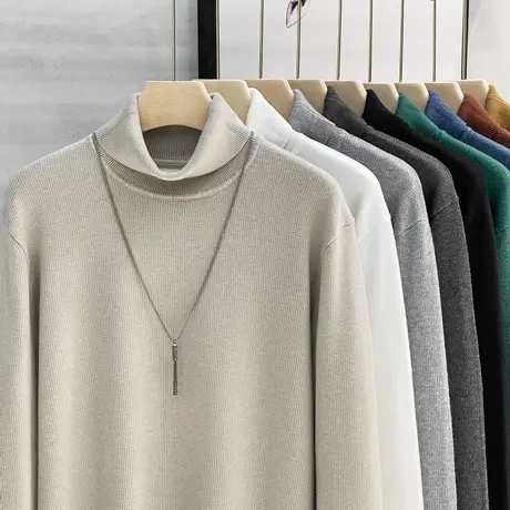 男士高领毛衣韩版潮流修身内搭保暖翻领针织打底衫男士秋冬款上衣商品大图