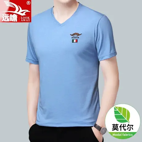夏季v领t恤男短袖薄款休闲半袖男士夏天2023新款爆款高端体恤男款商品大图