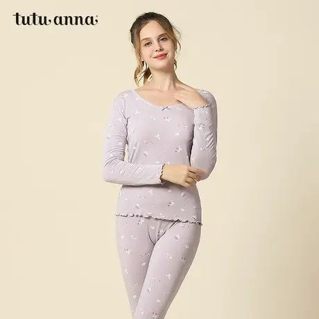 tutuanna秋冬保暖内衣 女 简约舒适 保暖上衣内搭纯色侣暖内衣女图片