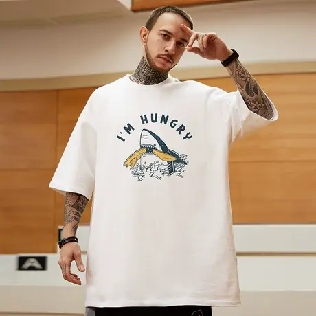 摩严港风潮牌胖子男装大码国潮宽松卡通联名短袖T恤大码半袖潮流商品大图