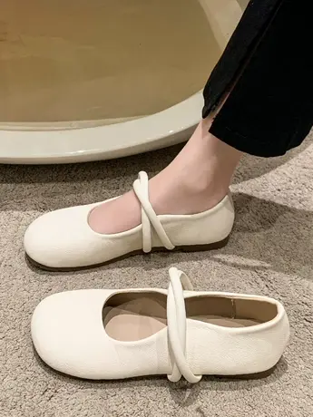 平底玛丽珍女鞋2023年秋季新款百搭软底圆头奶奶鞋一脚蹬浅口单鞋商品大图