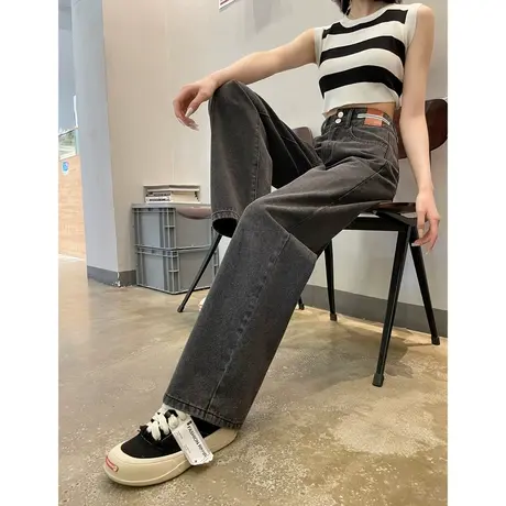 唐狮23秋冬季新款牛仔裤女阔腿宽松高腰显瘦百搭潮流时尚裤子W商品大图