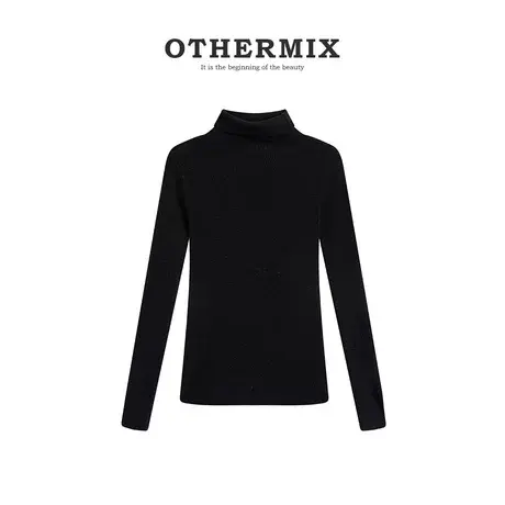 OtherMix 堆堆领针织打底衫女春秋新款长袖内搭外穿修身显瘦上衣商品大图