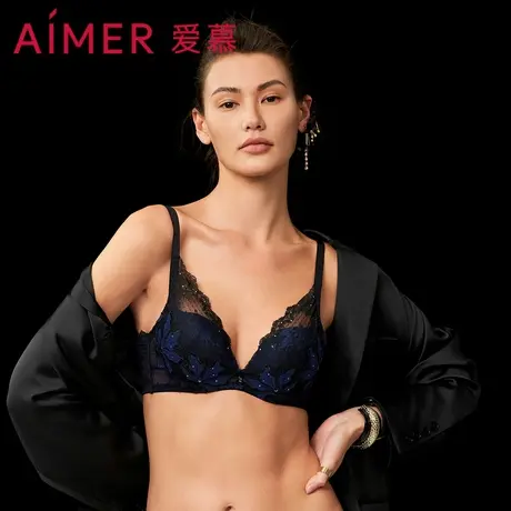 爱慕蔚兰内衣女小胸聚拢3/4水袋模杯厚杯性感蕾丝文胸AM148931商品大图