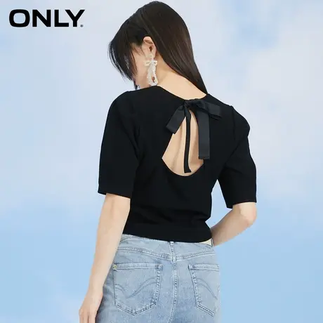 ONLY奥莱夏季时尚甜美百搭蝴蝶结方领短款T恤女商品大图