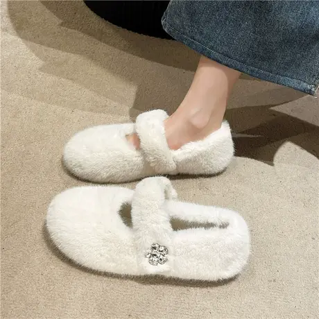 毛毛拖鞋女外穿2024新款秋冬季兔毛绒棉拖鞋家居懒人孕妇包头拖鞋图片