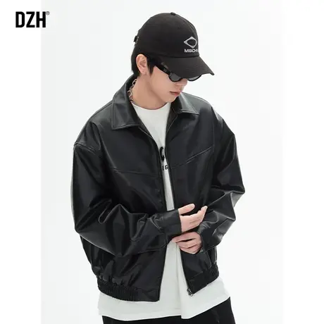 男士PU皮机车外套男春秋款潮高级感2024新款美式复古夹克男女同款商品大图