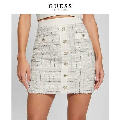 【38上新季】GUESS24年新款春季女士气质梭织毛边小香风半身裙图片