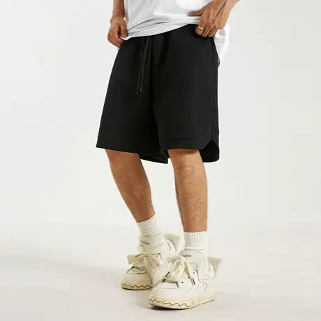 国潮宽松直筒卫裤美式5分短裤男潮纯色休闲裤子夏天男款潮流男裤商品大图