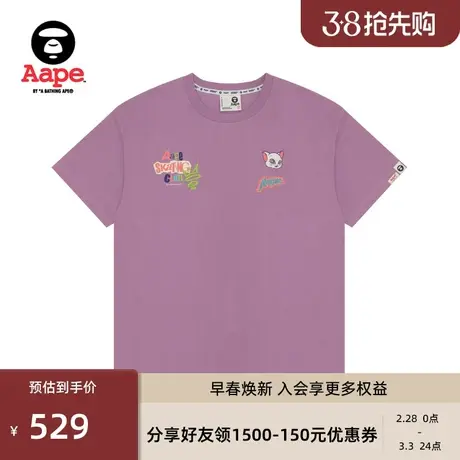 Aape旗舰店女装春夏滑板小猫猿颜字母印花休闲短袖T恤1512XXM商品大图