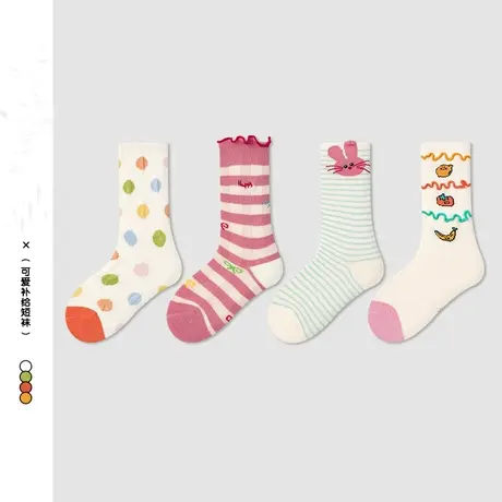 儿童袜子2024春季抗菌除臭时尚中筒袜3-12岁女孩条纹小众风棉袜潮图片
