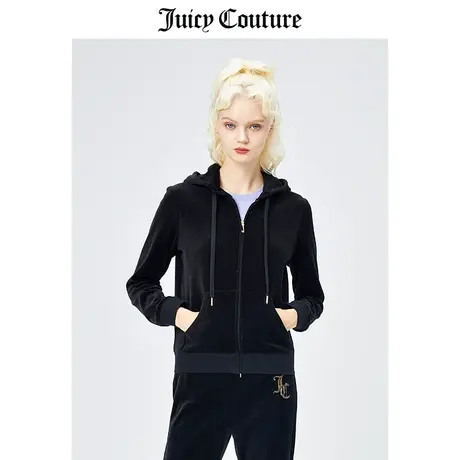 Juicy Couture橘滋天鹅绒外套女美式春季新品运动休闲连帽夹克女商品大图