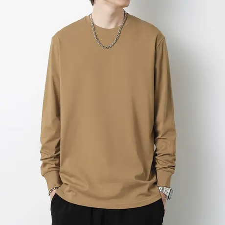 240G重磅纯棉t恤男长袖春秋款宽松圆领上衣服内搭打底衫全棉秋衣商品大图