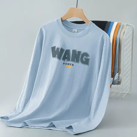 重磅纯棉长袖t恤男潮流宽松内搭打底衫印花秋季小衫美式全棉体恤商品大图