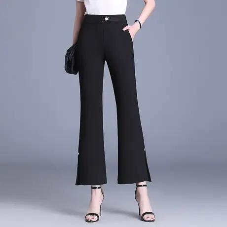 垂感开叉微喇叭裤女夏季2023新款通勤九分直筒西装裤显瘦休闲裤潮商品大图