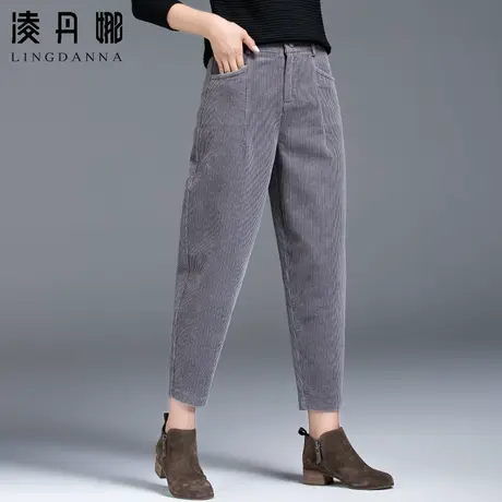 加绒哈伦裤女秋冬灯芯绒裤子女2023新款女裤妈妈条绒裤九分萝卜裤图片