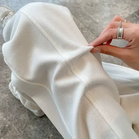 白色高腰运动裤女2023年春秋新款高腰宽松显瘦百搭休闲束脚灯笼裤图片