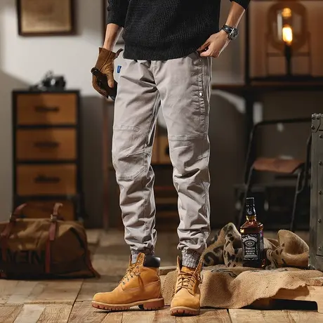 裤子男款束脚工装裤潮流裤子重磅水洗高颜值裤子男百搭痞帅潮男商品大图