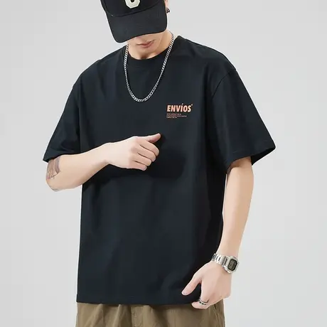 夏季纯棉情侣装夏装圆领短袖t恤男生2023新款体恤男士上衣服男款商品大图