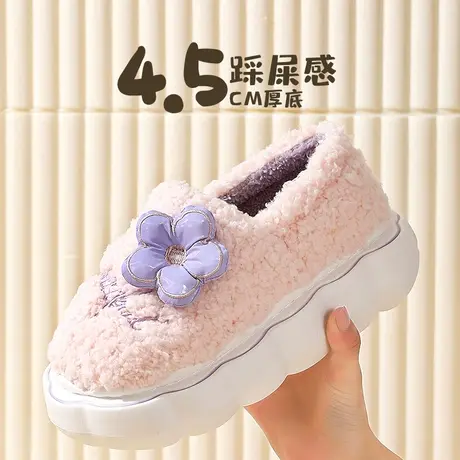 包跟棉拖鞋女士冬季室内家居2023新款厚底可爱冬款毛绒棉鞋女外穿商品大图