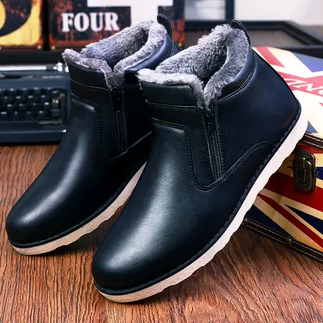 冬季加绒雨鞋男款时尚外穿钓鱼水鞋厨房防滑防水鞋中筒棉雨靴男士商品大图