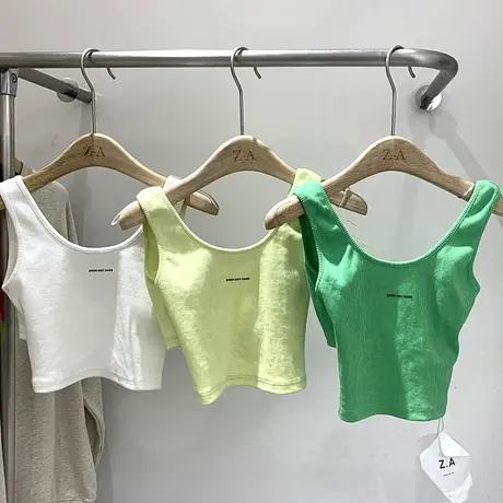 无袖背心女夏季2021新款露肚脐交叉超短款吊带外穿露锁骨内搭上衣图片