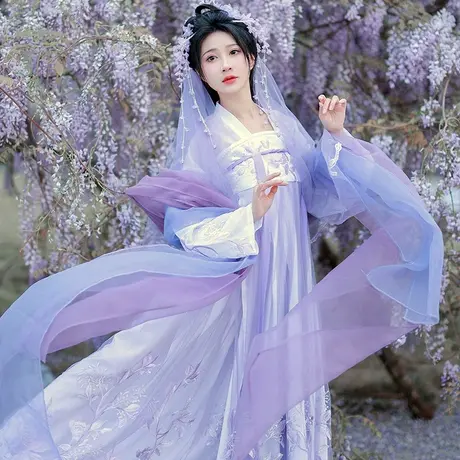 【如梦霓裳丨白月光】唐制原创汉服女装刺绣齐胸襦裙高腰显瘦夏季图片