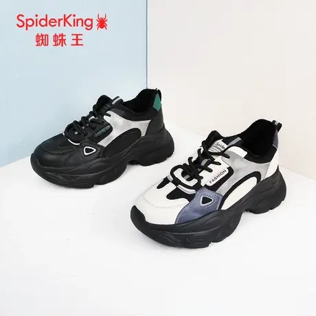 SPIDER KING/蜘蛛王老爹鞋女2023冬商场新款加绒网面爆款拼色保暖图片