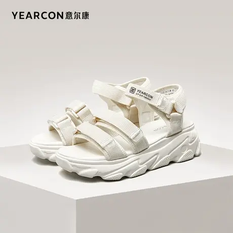 意尔康女鞋夏季老爹凉鞋外穿时尚厚底海边沙滩鞋平底休闲魔术贴图片
