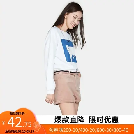 艾格2022夏天新款时尚洋气修身灯芯绒百搭休闲裤短裤女士Y1761商品大图