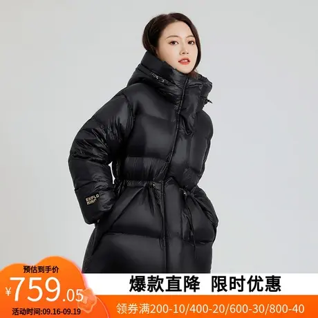 【艾格】2023冬季新款中长款面包服羽绒服女装连帽时尚休闲外套商品大图