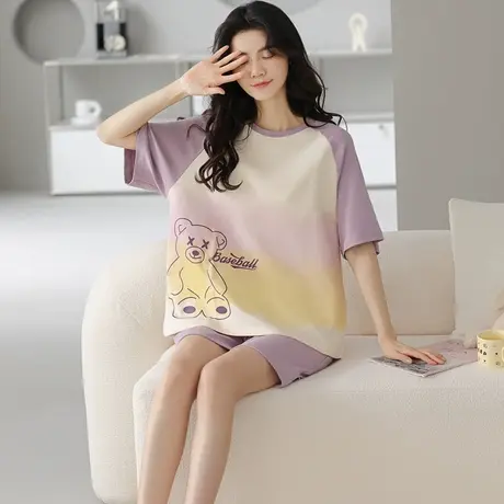 南极人睡衣女纯棉2023年新款春夏季短袖女士可外穿家居服套装薄图片
