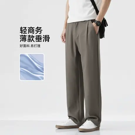 hansca轻商务垂感小西裤子男2025新款春夏季薄款宽松直筒休闲长裤商品大图