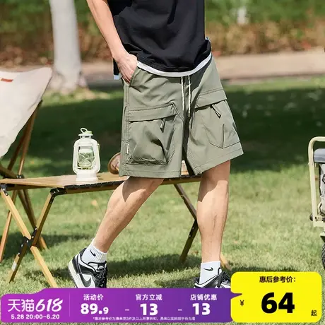 唐狮25夏季新款休闲短裤男宽松工装设计直筒五分裤抽绳运动中裤pc商品大图