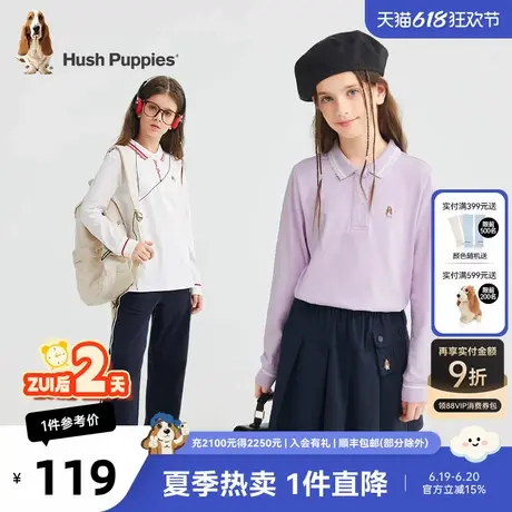 暇步士童装女童polo长袖秋季新款儿童翻领T恤女宝宝学院风上衣商品大图