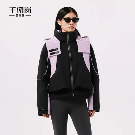 千仞岗冬季短款三防羽绒服女撞色时尚加厚可拆卸帽派克服图片