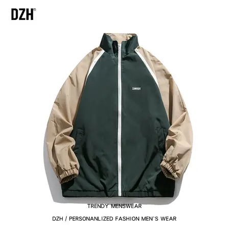 男士休闲拼接外套男春秋季冲锋衣男款青少年男装帅气学生夹克美式商品大图