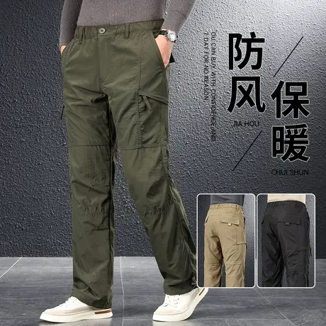 男士工装裤2023新款秋季加肥加大码户外冲锋裤冬款保暖宽松直筒裤商品大图