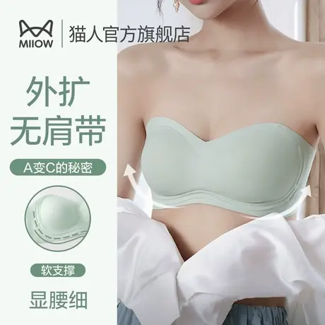 猫人外扩型内衣女无肩带薄款抹胸小胸聚拢无痕软支撑防滑性感文胸商品大图