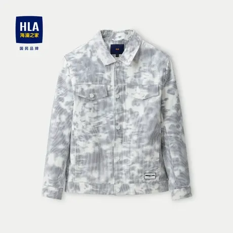 HLA/海澜之家纯棉条纹夹克2023秋季新款翻领易打理时尚外套男图片