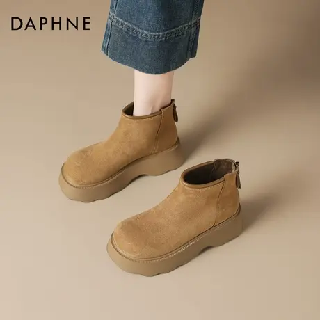 达芙妮厚底马丁靴女款2026新款冬季雪地靴骑士靴瘦瘦靴短靴勃肯鞋商品大图